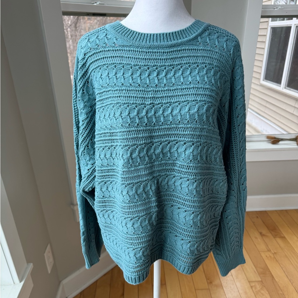 Teal Cable Knit Women's Sweater